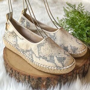 COLE HAAN CLOUDFEEL ROCCIA SNAKE PRINT LEATHER ESPADRILLE FLATS SHOES 6 $180